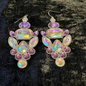 Dazzling Iridescent and Purple Statement Earrings